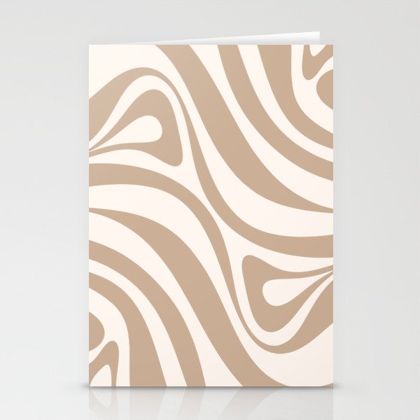 New Groove Retro Swirl Abstract Pattern Buff Beige Cream Stationery Cards