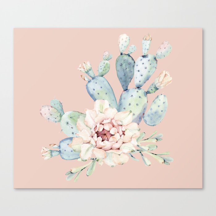 Sweet Pink Rose Desert Cactus Canvas Print By Naturemagick Society6