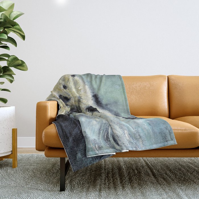 Sea otter painting Throw Blanket