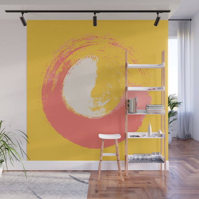 Bottle - Abstract Circle Colourful Swirl Art Design in Yellow and Orange and Pink Wall Mural
