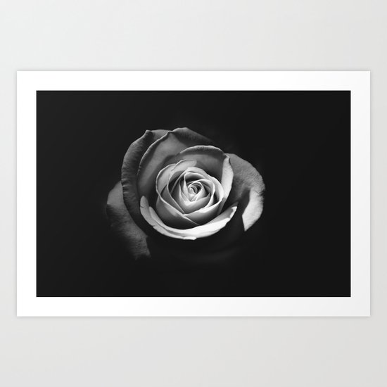 BLACK - WHITE - ROSE Art Print