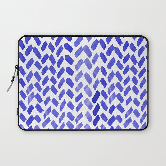 Cute watercolor knitting pattern - blue Laptop Sleeve