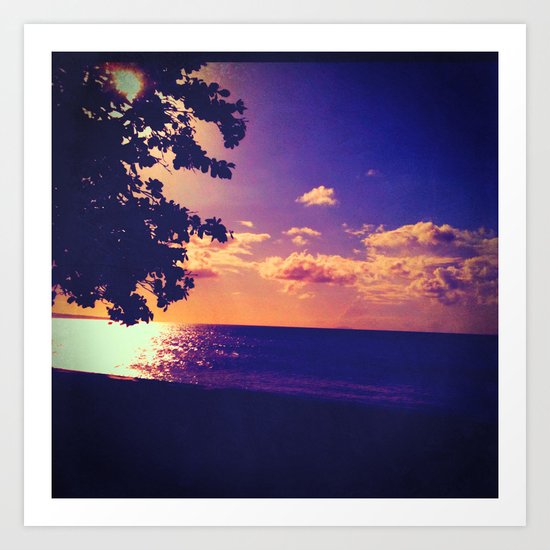 Beach - Violet Sunset Art Print