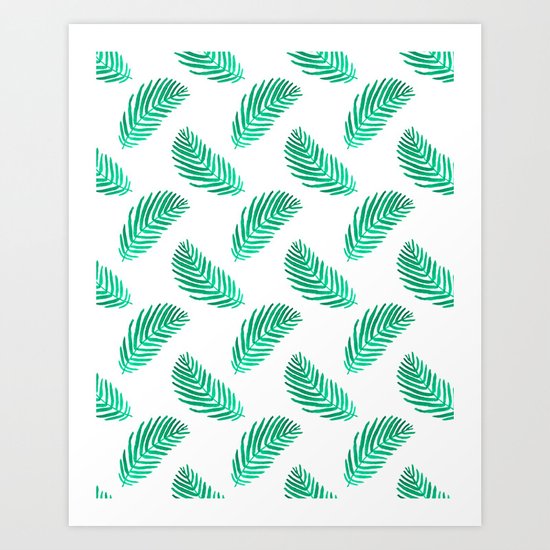Palm frond tropical vacation green white house plant gender neutral natural organic garden island Art Print