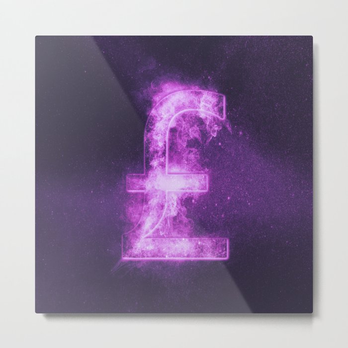 Pound sterling sign, Pound sterling Symbol. Monetary currency symbol. Abstract night sky background. Metal Print