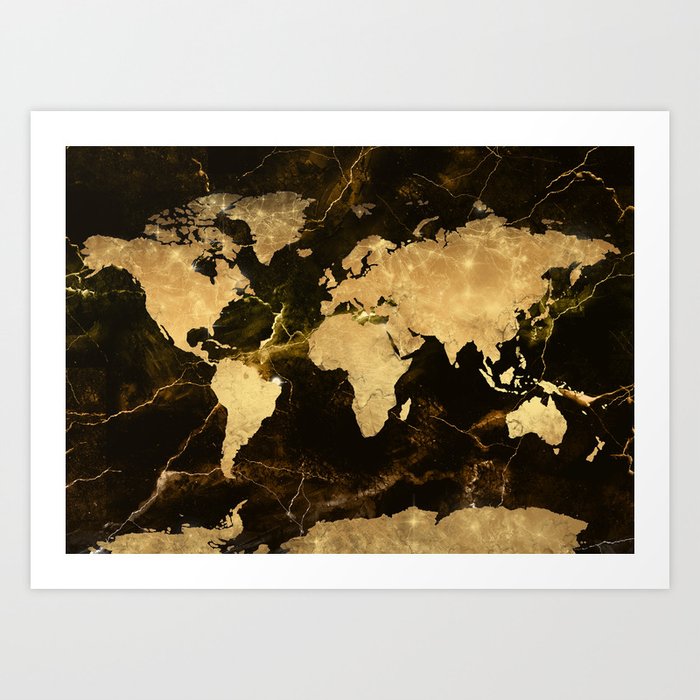 world map marble 5 Art Print