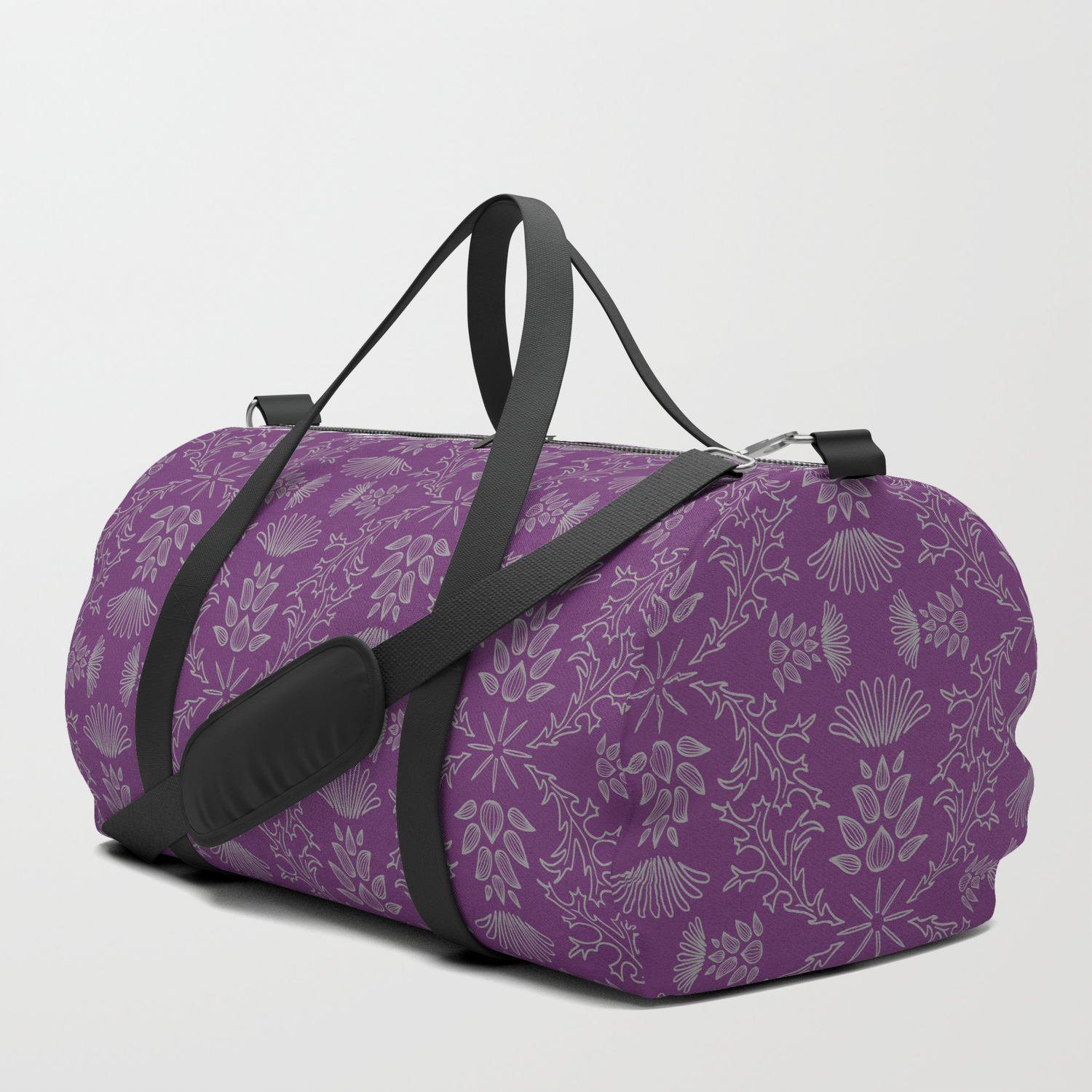 purple duffle bag