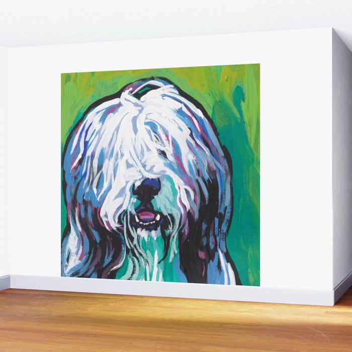 Fun Bearded Collie Dog Portrait Bright Colorful Pop Art Dog