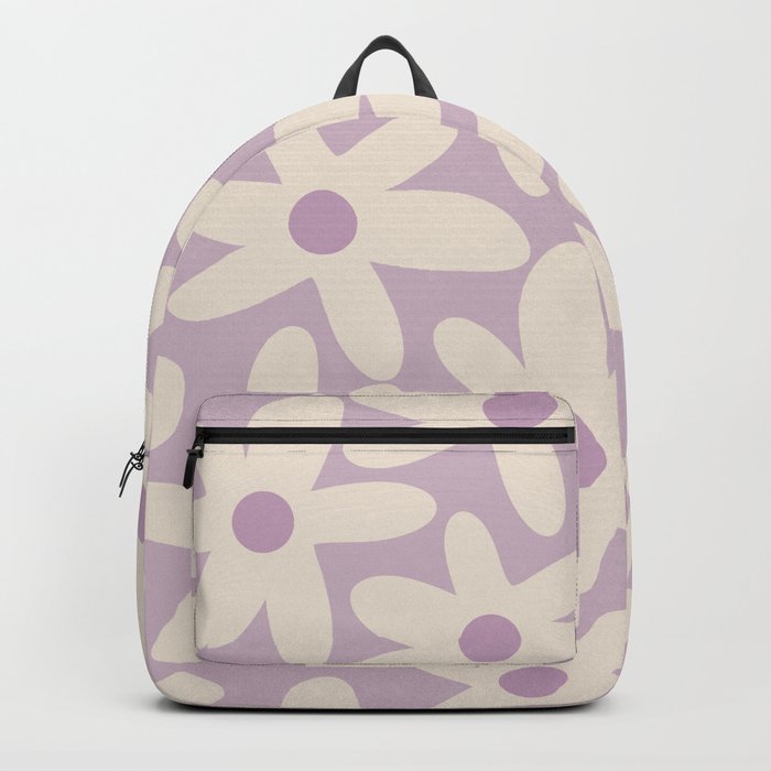 Daisy Time Retro Floral Pattern in Lavender Cream Backpack