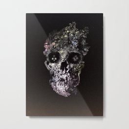 METAMORPHOSIS Metal Print | Black and White, Machine, Message, Aligulec, Floral, Flower, Mechanic, Decoupage, Digital, Skull 