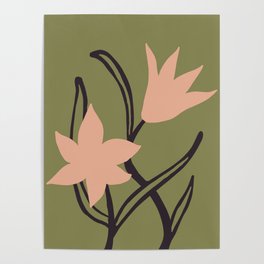 matisse inspired flowers | pink and green Poster