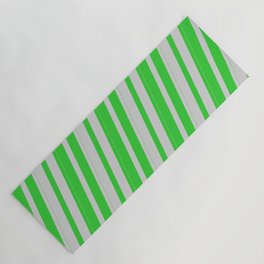 [ Thumbnail: Lime Green & Light Grey Colored Lines Pattern Yoga Mat ]