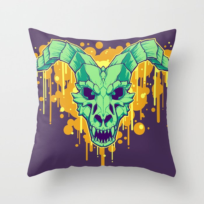 Dragon Skull Throw Pillow