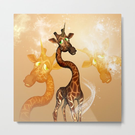 The unicorn Giraffe Metal Print