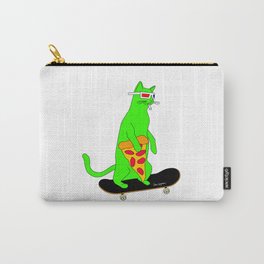 "Psychedelic Skateboarding Pizza Cat", by Brock Springstead Carry-All Pouch | Pizza, Digital, Skateboard, Skateboarding, Cute, Dude, Skater, Drawing, Cat, Meow 
