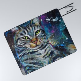 Galactic Cat In Space Painting by Robert Phelps Picnic Blanket