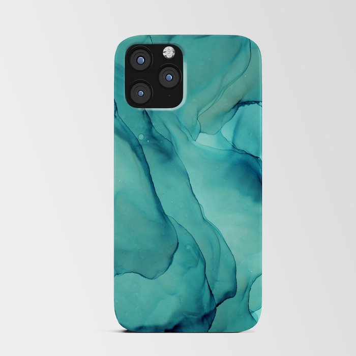 Turquoise Ink Waves Abstract Alcohol Ink iPhone Card Case