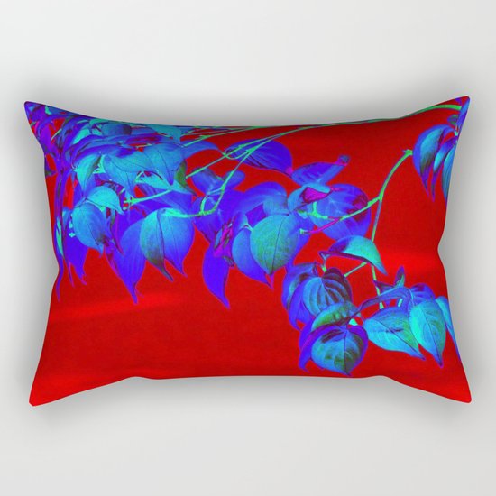 Red Sky And Blue Leaves Rectangular Pillow
