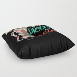 Easily Distracted By Dragons And Books Floor Pillow