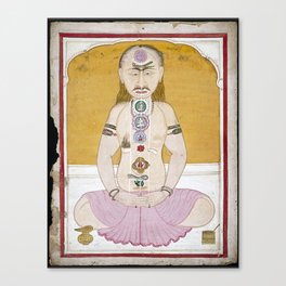KUNDALINI, Indian Tantric illustration of the subtle body channels. Canvas Print