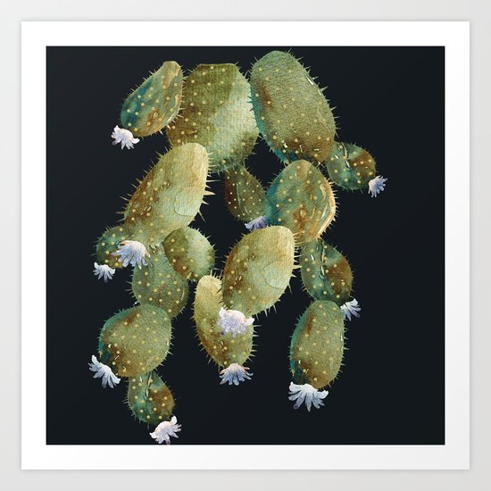Invert Cactu at Night Art Print