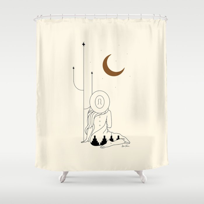 Talking to the Moon - Rustic Shower Curtain