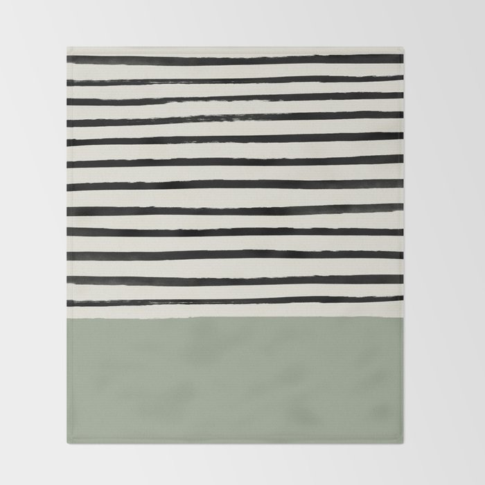 Sage Green x Stripes Decke