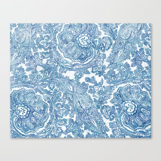 Blue Boho Paisley Pattern II Canvas Print