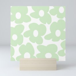 Large Baby Green Retro Flowers White Background #decor #society6 #buyart Mini Art Print