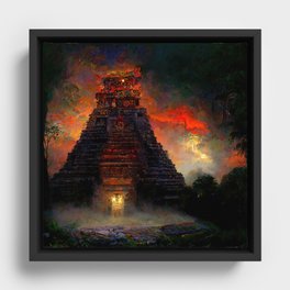 Ancient Mayan Temple Framed Canvas