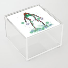 Space green spotted  frog Acrylic Box