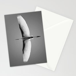 Wings of an Egret in Mid-flight black and white photography - black and white photographs Stationery Card