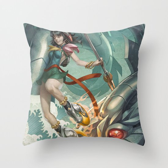 Nazha vs Sea Dragon Throw Pillow