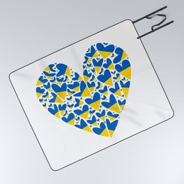 Ukraine Flag in Hearts Picnic Blanket