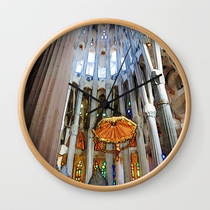 Sagrada Familia by Gaudi, Barcelona Cathedral | Jesus On The Cross Wall Clock