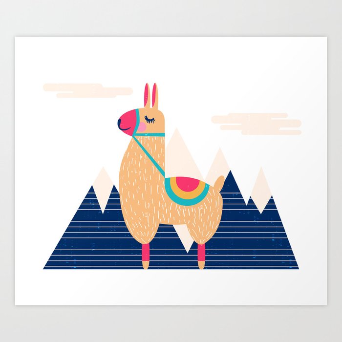 Alpaca Mountains Art Print