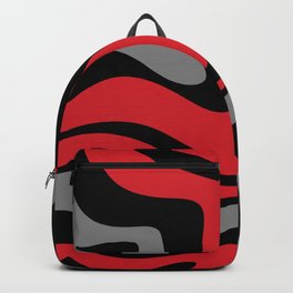 Modern Retro Liquid Swirl Abstract Pattern Black Red Gray Backpack