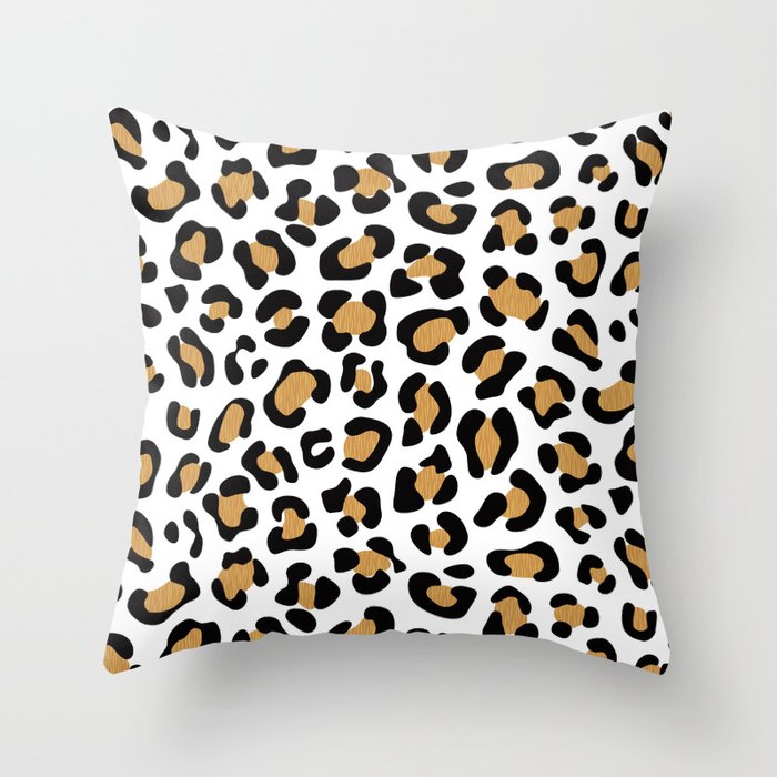 Leopard Print - Bg White Throw Pillow