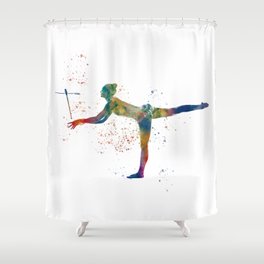 Rhythmic gymnastics in watercolor Shower Curtain