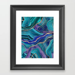 Purple Teal Blue Galaxy Nebula Agate Glitter Glam #1 #marble #decor #art #society6 Framed Art Print