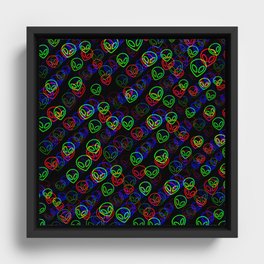 RGB Alien Outline Glitch Framed Canvas