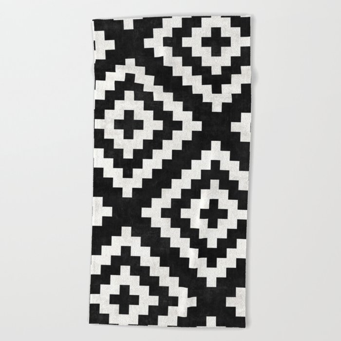 Urban Tribal Pattern No.17 - Aztec - Black and White Concrete Beach Towel