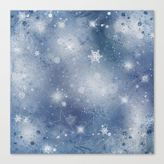 Silver blue snowflakes Canvas Print