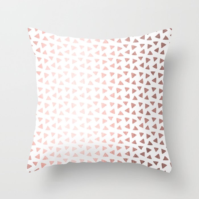 Rose Gold Triangle Checkers Throw Pillow