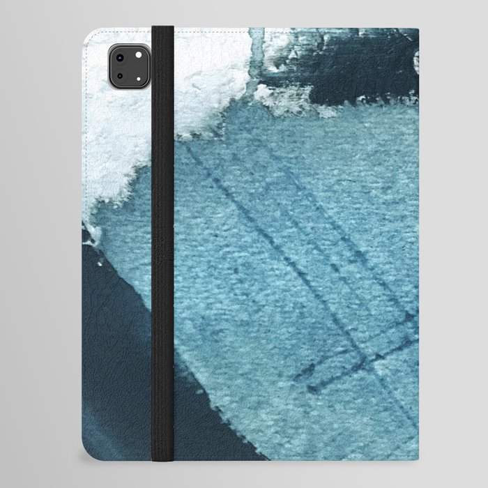 Pacific: a minimal abstract mixed media piece in blues and white iPad Folio Case