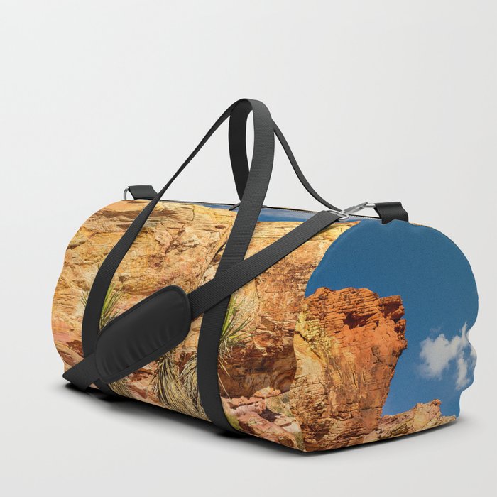Colorful Rock Formation and Desert Flora - Gold Butte National Monument, Nevada Duffle Bag