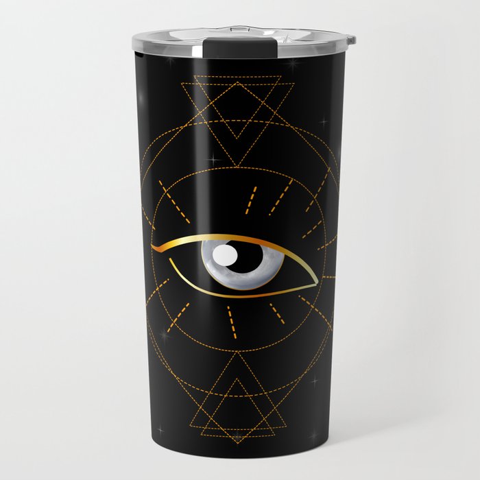 Esoteric Third Eye of providence in magical orbs and triangles in space	 Travel Mug