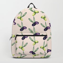 Olives Pattern Backpack | Italianolives, Watercolorolives, Foodiepattern, Restaurant, Blackolive, Botanicalpattern, Oliveoil, Holidays, Kitchenart, Olives 