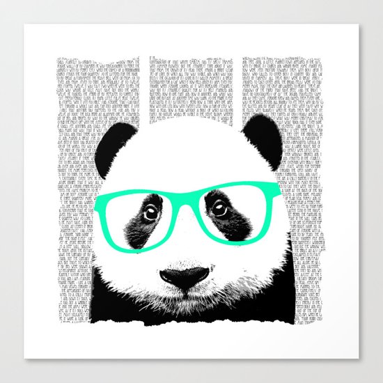 Panda with teal glasses Canvas Print