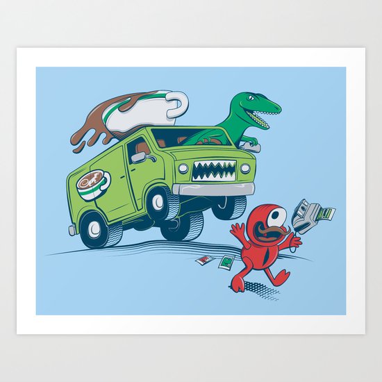 DinoLatte Run Down Art Print